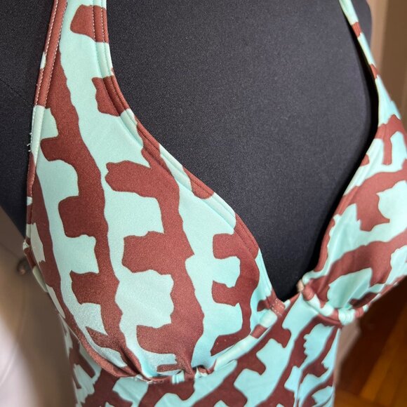 Victoria's Secret Brown And Blue Halter Swimsuit Size 34B - Picture 4 of 10